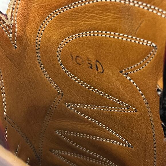 R.J. Foley Vintage Cowboy Boots Men’s 10.5D Burgundy Leather Handmade USA - Picture 6 of 12